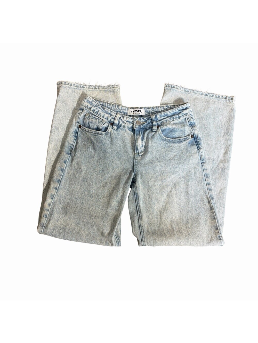 RSQ Women’s Baggy Jeans Light Wash Blue Denim Low Rise 5-Pocket Size 23